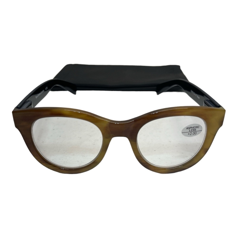 Aspheric Lens +2.00 Reading Glasses Brown Gray Oval
